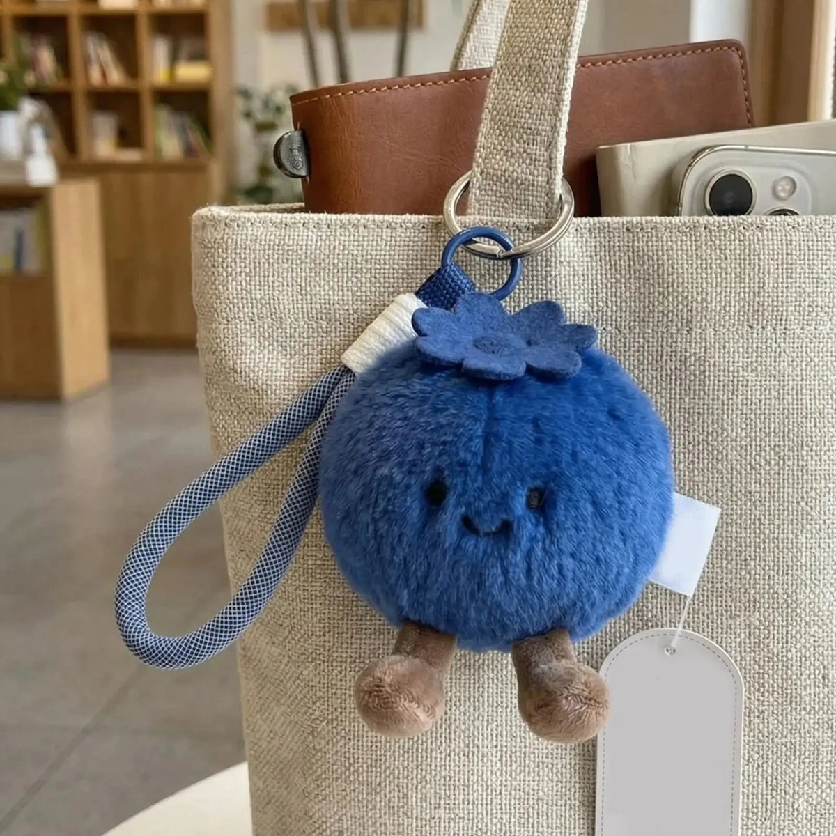 Adorable Plush Blueberry Shape Bag Charm Keychain for Purse for Women Men Kids Boys Girls Teens Adults Wife Girlfriend Traveling Vue