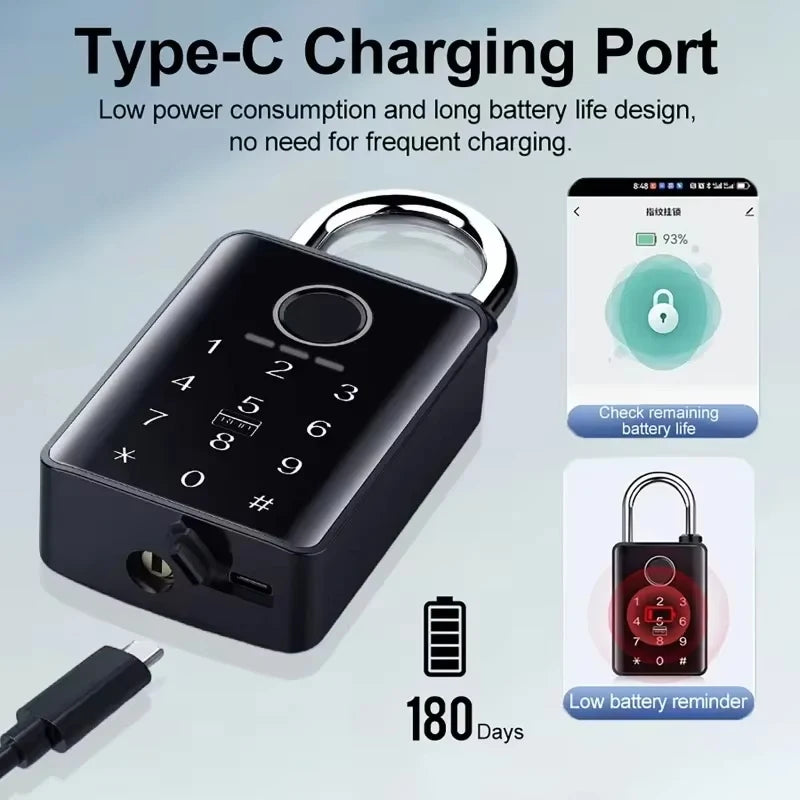 Tuya Smart Door Lock Fingerprint Padlock Password APP Card Key Unlock 7mm 10mm Smart Padlock Waterproof Electronic Lock Vue