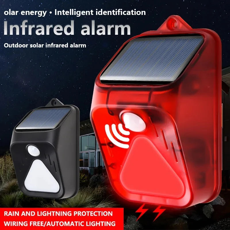 Solar Powered Waterproof Alarm Light Motion Sensor Detector Siren Strobe Alarm System Pet For Home Yard Outdoor Security Vue