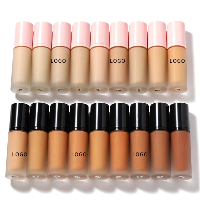 Liquid Foundation Long Lasting Private Label Matte Waterproof Makeup Foundations Vegan Dark Skin Cosmetics Wholesale Bulk Vue 50pcs with logo