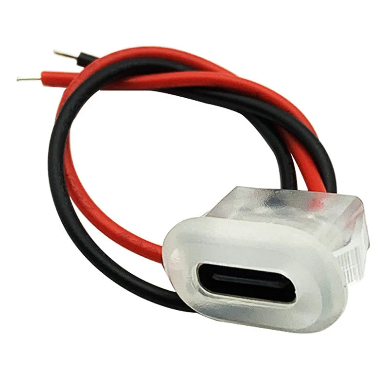 2pin USB Type C Input Type Charging Socket With LED Lights Plate Waterproof USB-C Power Port TYPE-C Female Connector Jack Vue A2