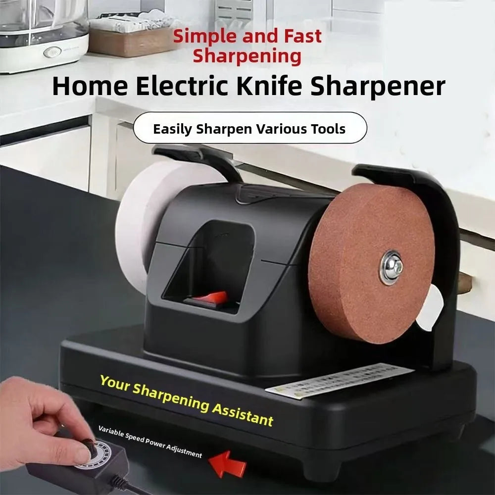 Dual Wheel Mini Bench Grinder Motor-Driven Automatic Electric Sharpener Sturdy Base Grinding Stone Electric Polishing Machine Vue