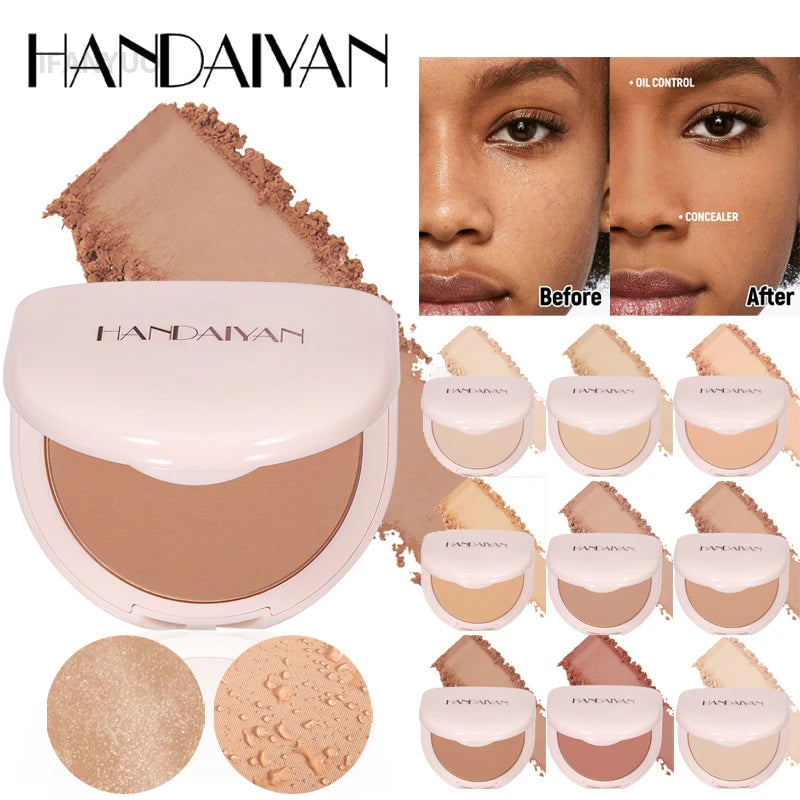8Colors Matte Face Pressed Powder 24 Hours Oil Control Natural Setting Powder Foundation Full Coverage Waterproof Lasting Makeup Vue