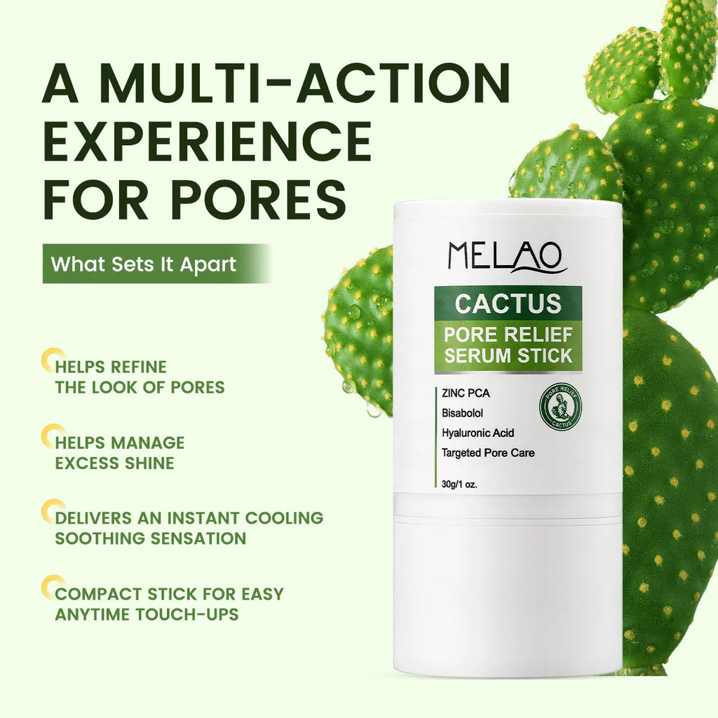 Cactus Pore Relief Multi Balm Stick Cooling & De-Puffing Face Balm for Enlarged Pores,Pore Minimizer,Smooths Texture Non-Greasy Vue