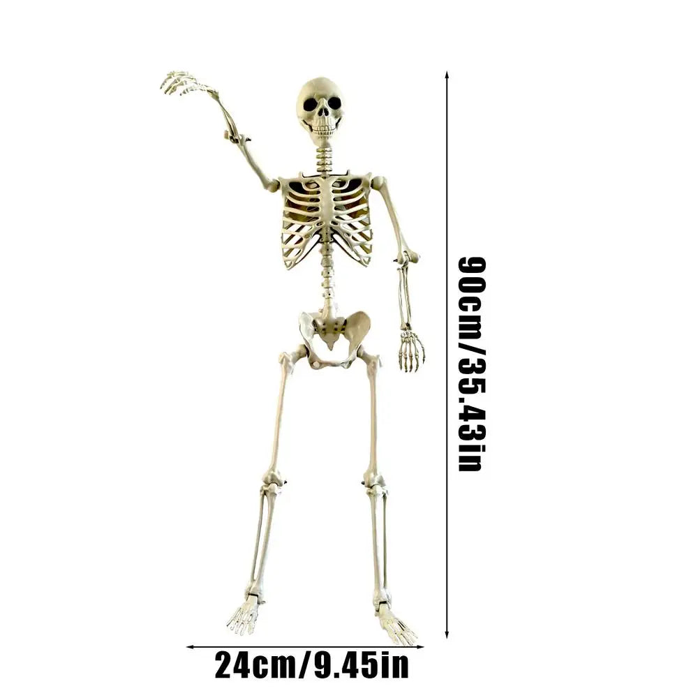 Halloween Realistic Body Bones with Posable Joints Simulation Skull Ornament Haunted House Horror Props Garden Decor Decorative Vue 90cm
