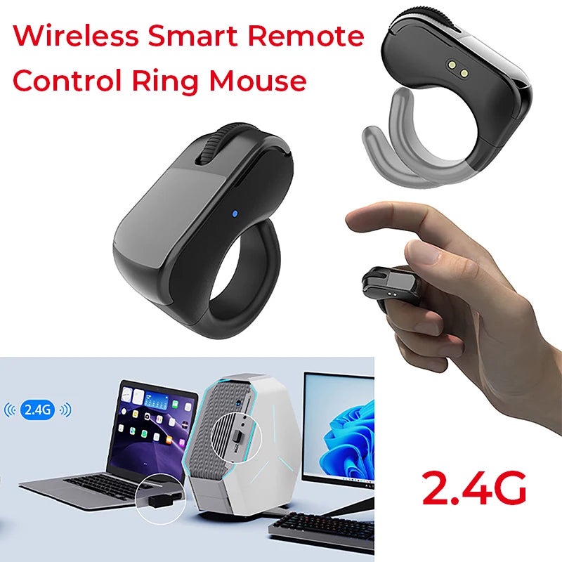 Ring Mouse Rechargeable Mini Light Weight Bluetooth 2.4G Dual-mode Wide Compatible Remote Control Selfie Scan Short Video Speech Vue