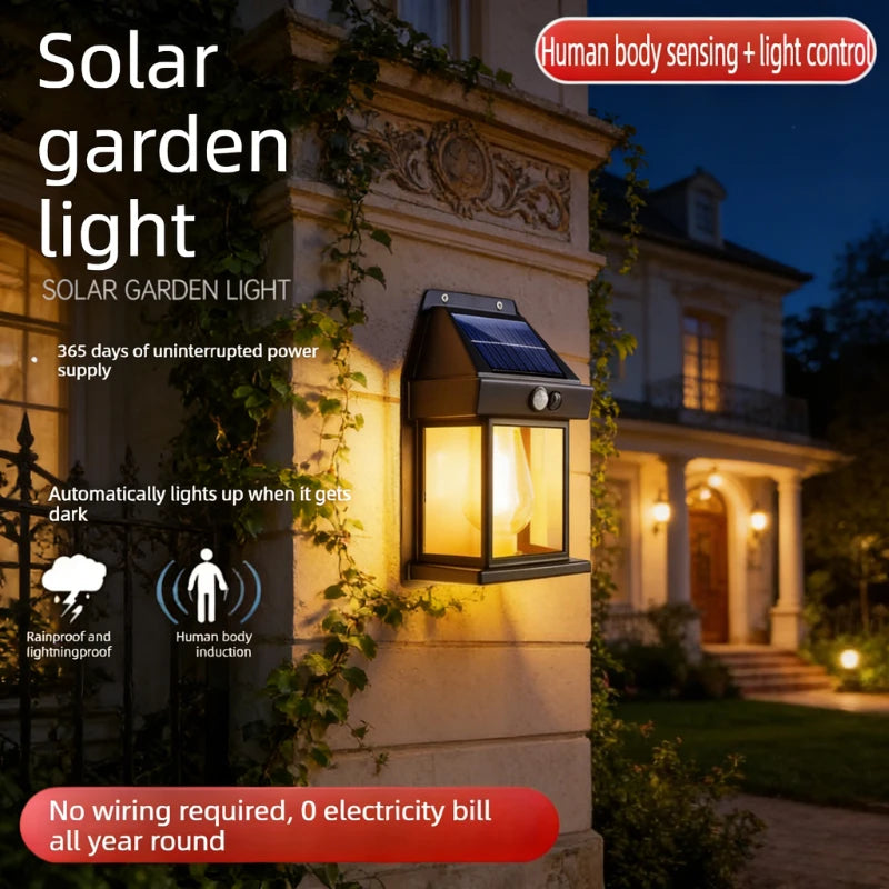 Solar Tungsten Night Lamp Intelligent Motion Sensor Wall Lamp 3 Lighting Modes Waterproof Courtyard Garden Decoration Lantern Vue
