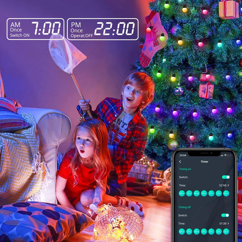 USB Bluetooth G18 LED String Light 10M 50 Bulbs Christmas Festoon Fairy Lights Room Outdoor Garden Camping Decor LED Garland Vue