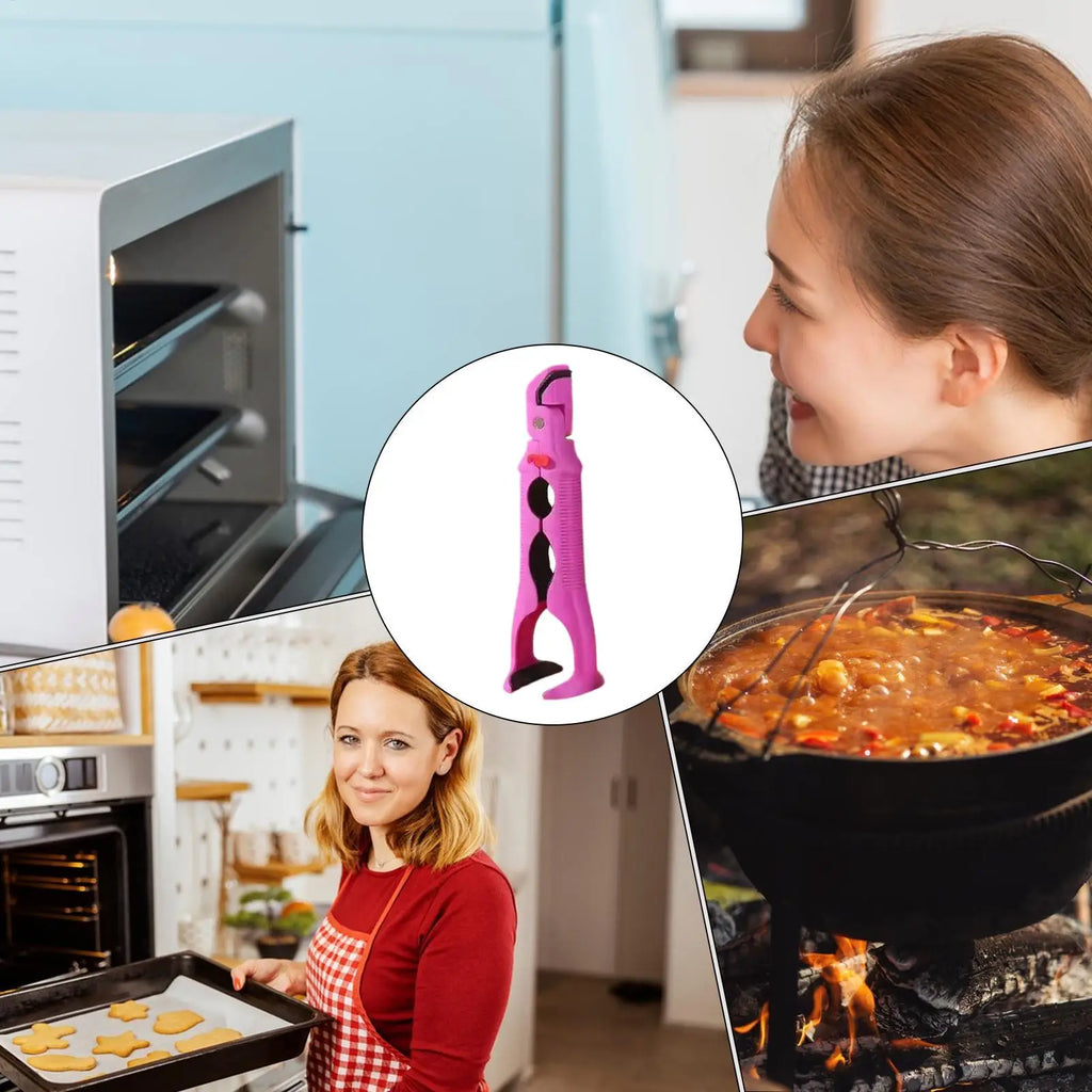3 in1 Hot Plate Gripper Non-Slip Handle Tongs Anti-Scald Hot Utensils Kitchen Clip For Microwave Oven Stove Top Grill Baking Vue