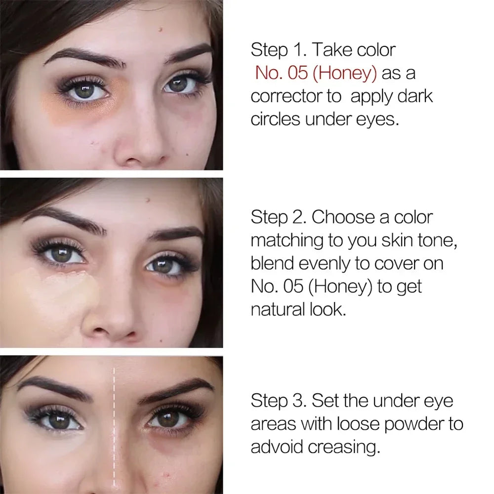 LAMUSELAND Face Concealer & Base 4 Colors Full Coverage Liquid Concealer Scars Dark Circles Acne Suit for All Skin Facial Makeup Vue