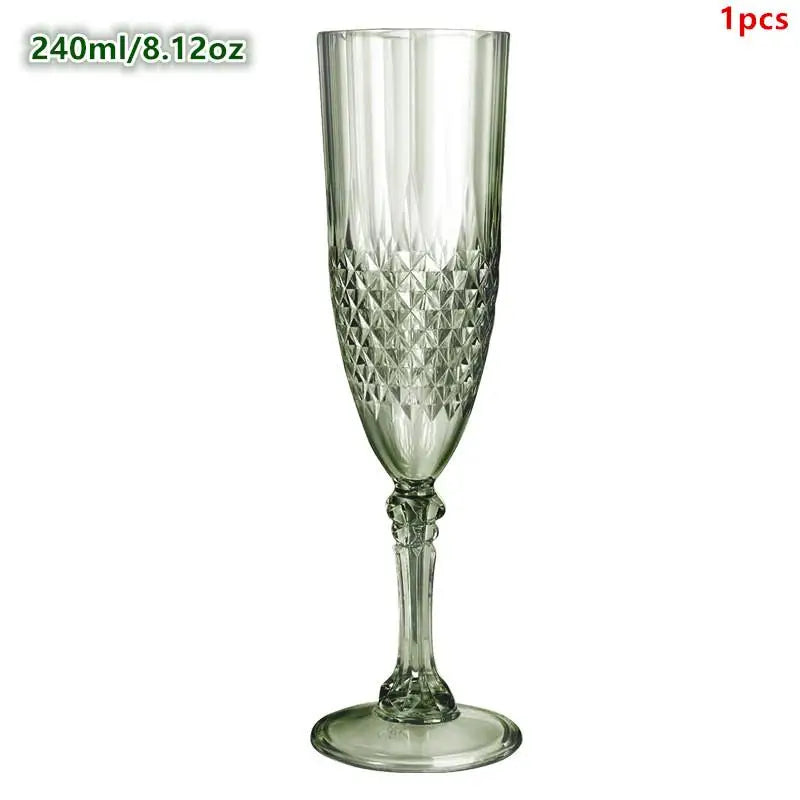 1 Pcs Champagne Goblet High Legged Wine Glasses Cocktail Red Wine Brandy Glasses Drinkware Party Bar Wedding Gift Transparent Vue Green