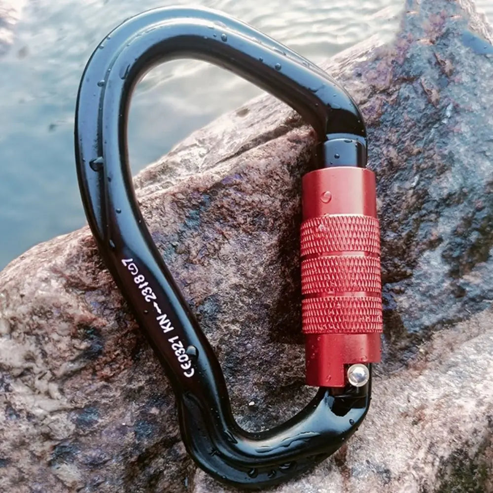 7075 Aviation Aluminum Safety Auto Lock Buckle 23KN Pear-shaped Professional Carabiner Durable Sturdy Outdoor Sports Buckle Vue