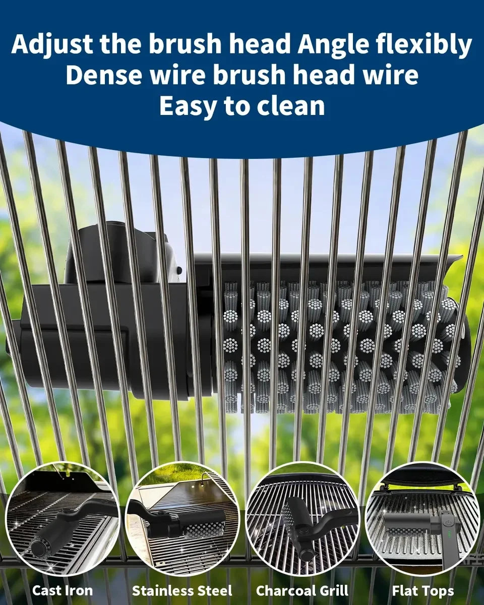 BBQ Electric Grill Brush,180° Adjustable Brush Head for All Grills,Stainless Steel Brush for,Kitchen Helper,Cleaning tool,Gifts Vue