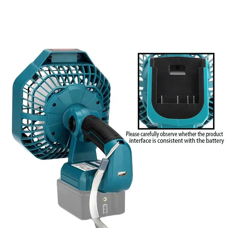 Portable Tent Fan for Bosch 18V Battery Cordless Camping Fan with LED Light USB Port Ideal for Bedroom, Camping, and Work Sites Vue