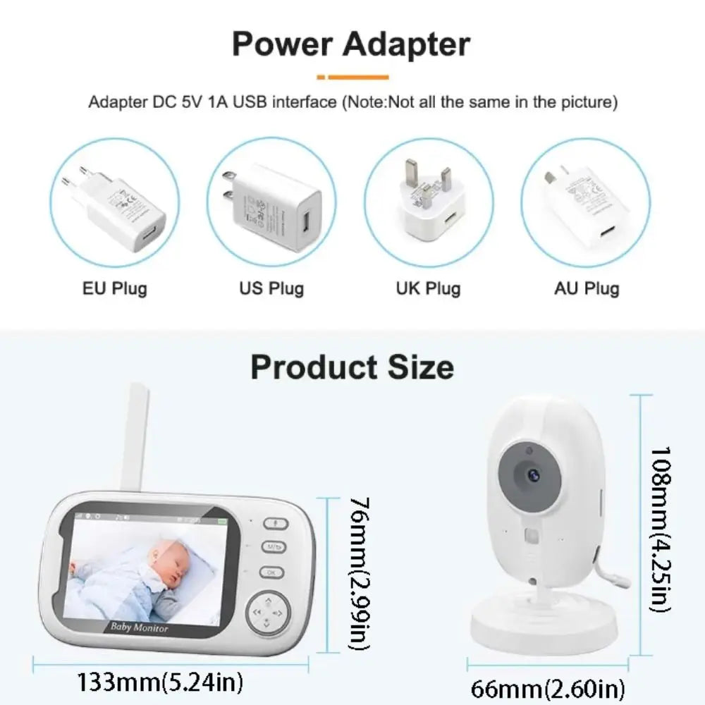 3.5-inch LCD ABM600 Baby Monitor Wireless 2 Way Audio Real-time Video Baby Monitor Upgraded Camera Real-time Video Vue