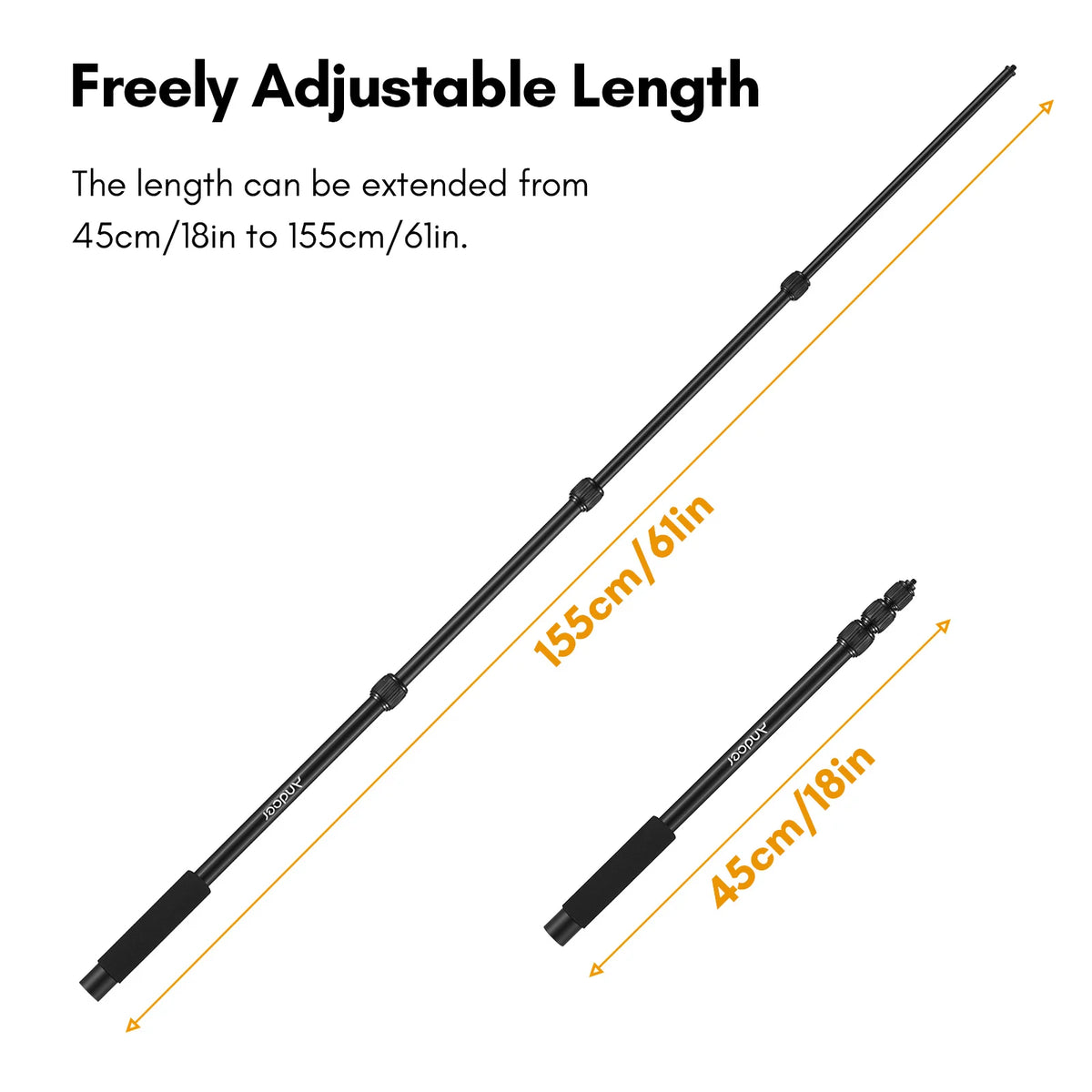 Andoer Handheld Microphone Boom Arm 4-Section Extendable Mic Arm Aluminum Alloy Boom Pole for Microphones Thread with Foam Grip Vue
