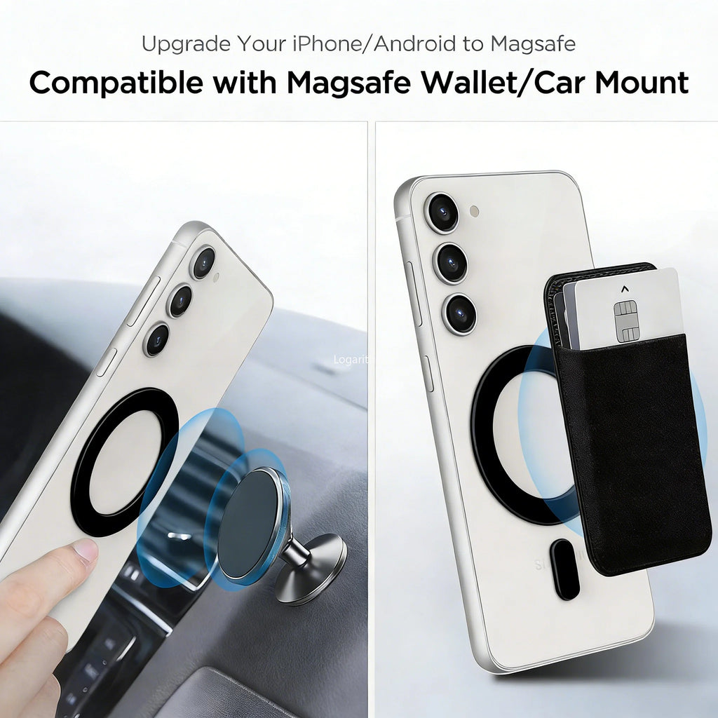 Magnetic Ring Sticker - Magsafe Compatible, Universal Adapter for iPhone 16-12 Series, Samsung Galaxy, Pixel & Phone Cases Vue