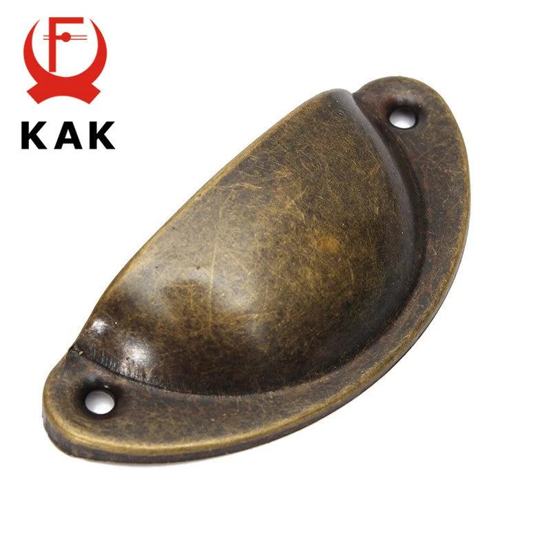 KAK 20PCS Retro Metal Kitchen Drawer Cabinet Door Handle And Furniture Knobs Hardware Cupboard Antique Brass Shell Pull Handles Vue