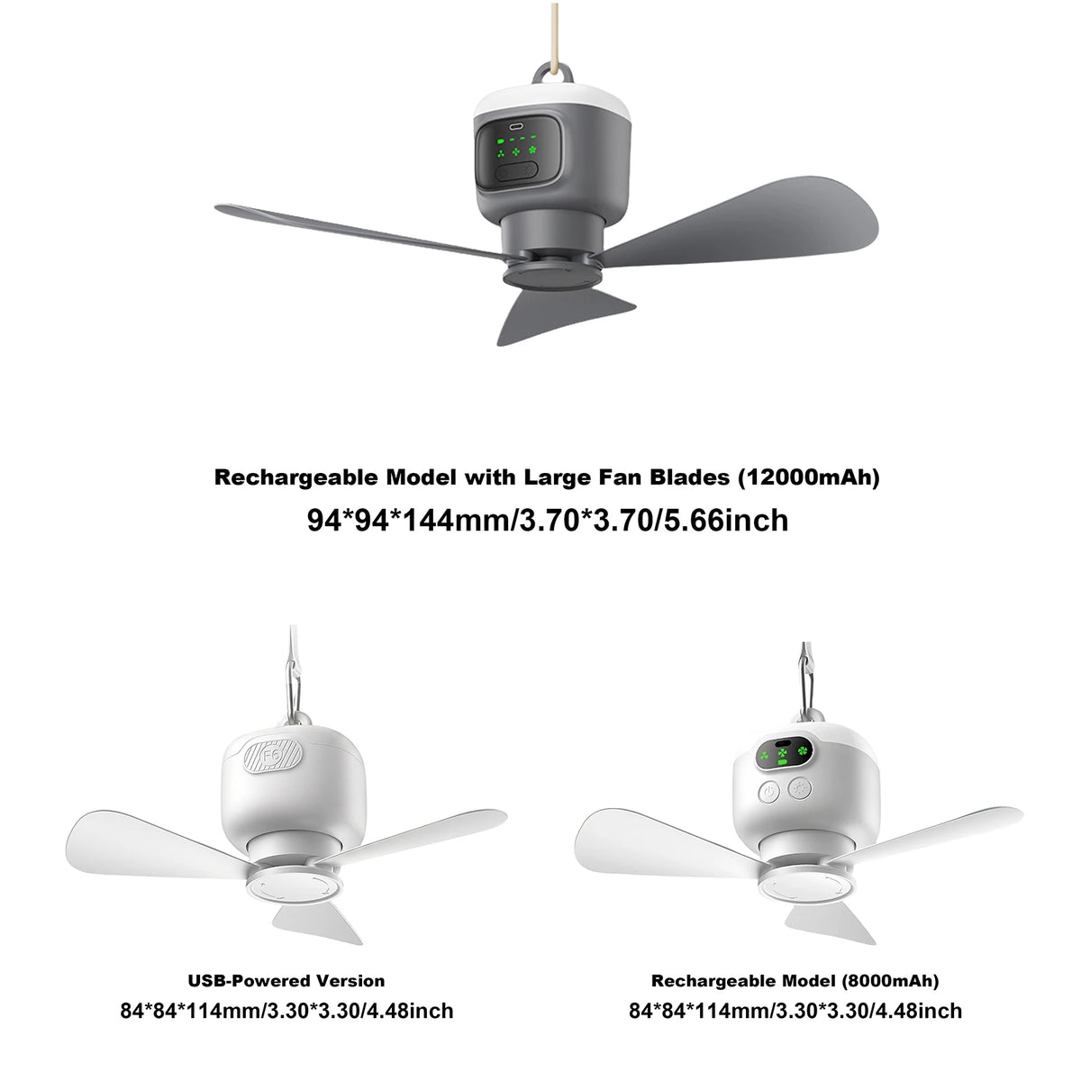 Quiet Hanging Fans 3 Speeds Hanging Tent Fans Wireless Mini Ceiling Fans for Tents Canopies Beach RV Car Camper & Outdoors Vue