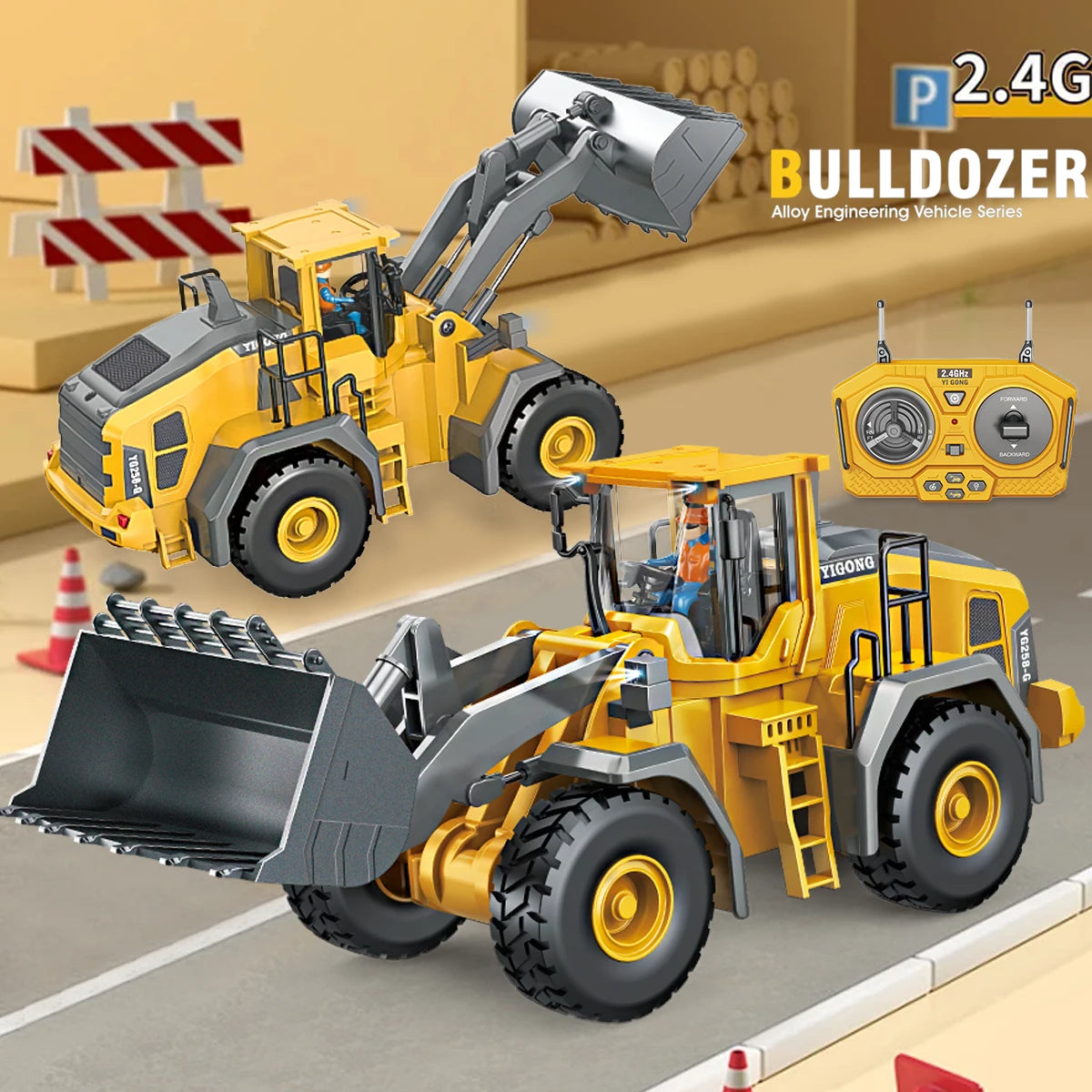 2.4G Remote Controlled Bulldozer Nine Channel Loading Vehicle Simulation Excavation Engineering Gifts for 6+ Children Vue