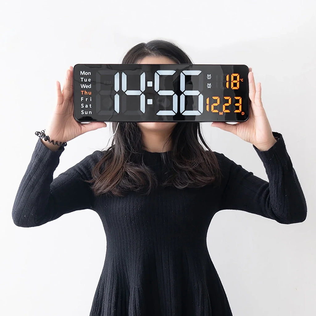 Large LED Digital Wall Clock Remote Dual Alarms & Temperature LED Wall Clock Vue
