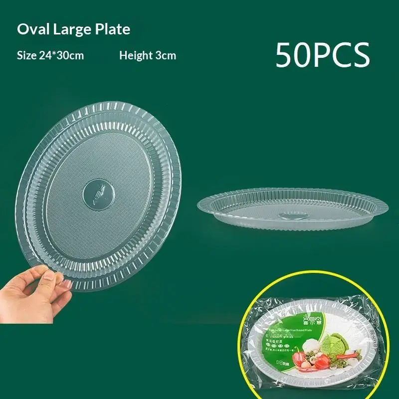 50PCS Disposable Circular Fruit Plates Transparent Plastic Snack Plates Plates Multifunctional Food Home Kitchens〔CC11〕 Vue Oval 12inch