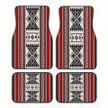 Set Of Bohemian Patterned Car Rubber Floor Mats, Universal NonSlip Carpet, EasyToClean Interior Accessories, Suitable For Front Vue United States as illustrated