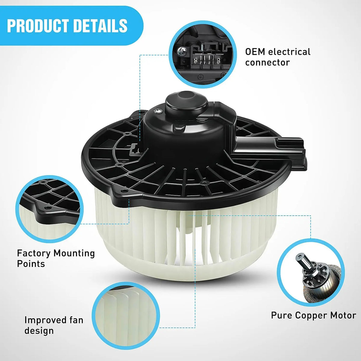 Nilight HVAC Heater Blower Motor Assembly for Honda Civic 2001 2002 2003 2004 2005, CR-V 2002-2006, Element 2003-2011, Acura EL 2001-2005 – Replaces 79310S5DA01, 79310S7AG12 Vue