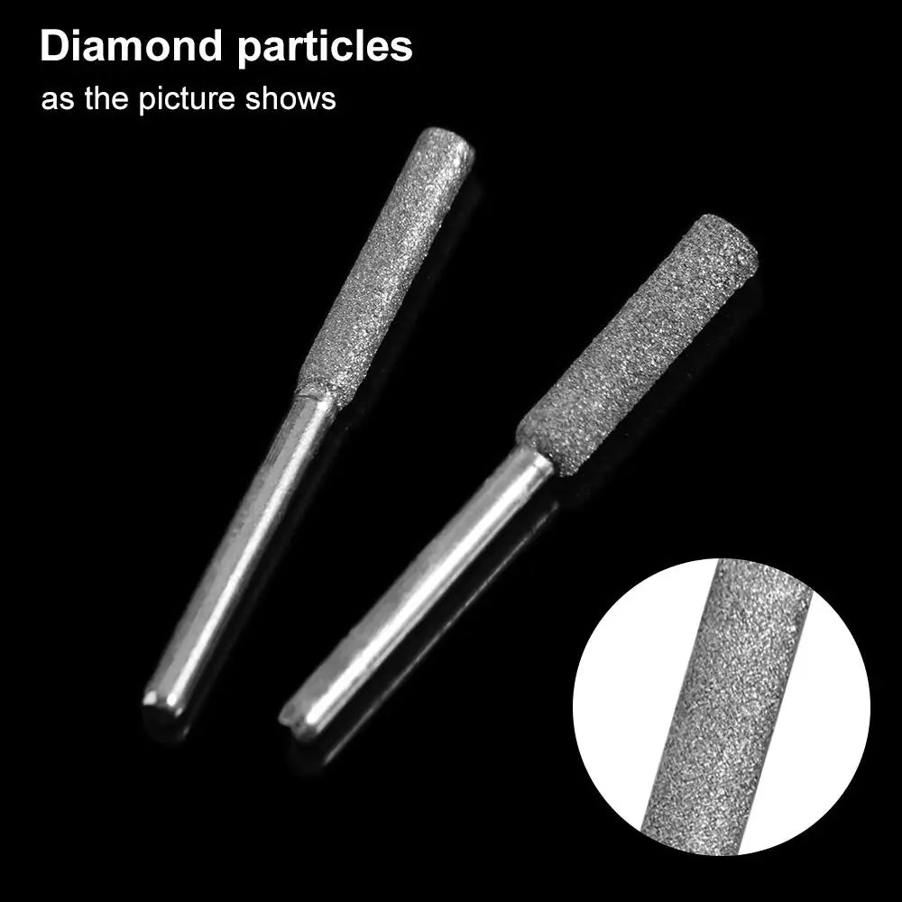 5pcs 4/4.8/5.5mm Diamond Coated Chainsaw Sharpener Stone Polishing Cylindrical Burr Chainsaw File Gold Silver Saw Sharpening Vue