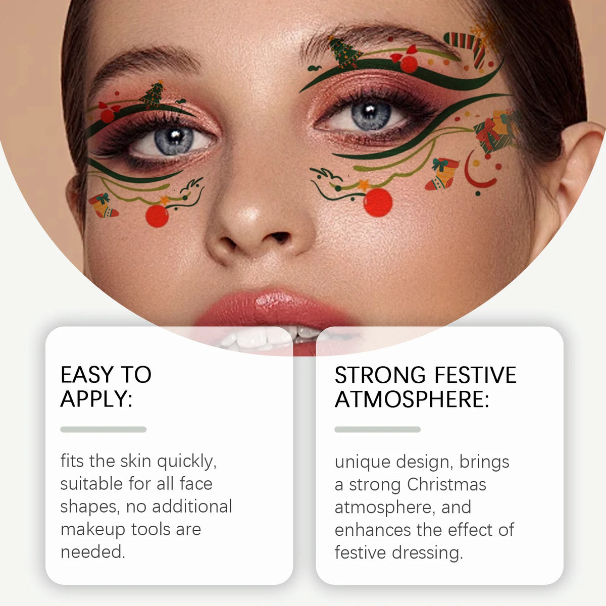 Christmas Face Stickers - Festive Sparkly Temporary Tattoos, Fun Effortless Holiday Makeup for Festive Christmas Look Vue
