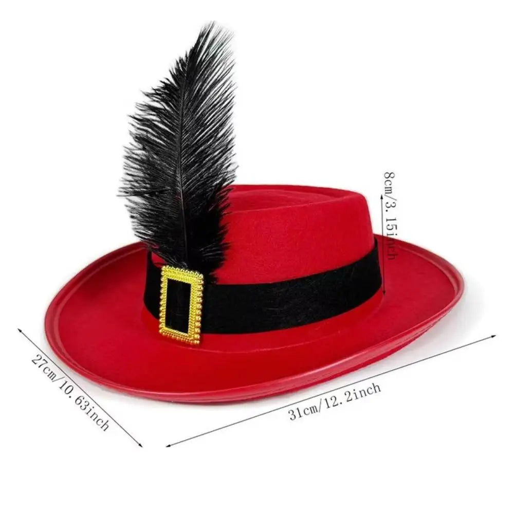 Vintage Black Musketeers Costume Hat Magician Hat With feathers Holiday Costume Hat Top Hats Stage Performance Kids Cosplay Hat Vue
