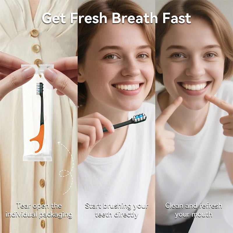 Exploded Bead Toothbrush Disposable Adult Cleaning Tooth brush Portable Travel Brush Head With Dental Floss Vue