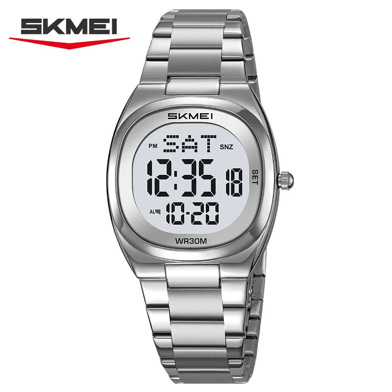 SKMEI 2419 Men's Digital Sport Watch | Stainless Steel Digital Sport Watch Vue silver