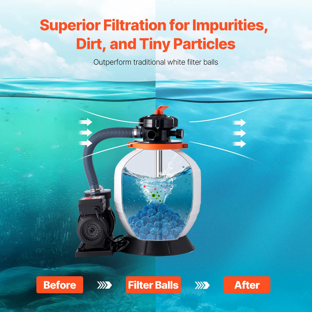 Pool Filter Balls 1.5–4.6 lbs Polyester Fiber Media + Wash Bag Pool Filter Media Vue