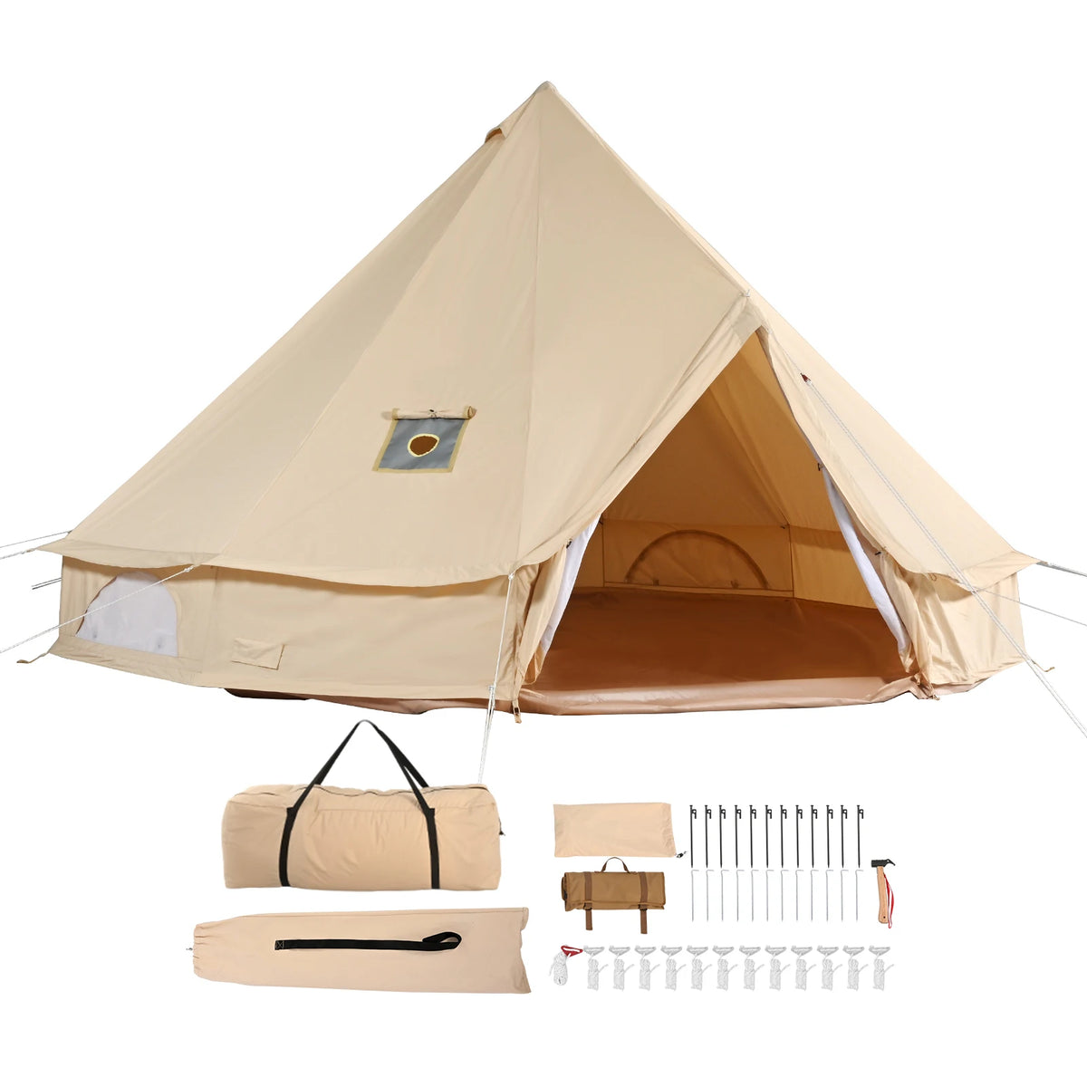 SucceBuy 4-Season Canvas Bell Tent 3–7m | Stove Jack & Yurt Style Canvas Bell Tent Vue