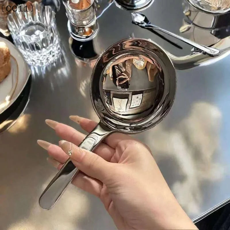 〔CC11〕Stainless Steel Deepen Tablespoons Soup Ladle Short Handle Large Ramen Bouillon Spoon Kitchen Tableware Cooking Utensils Vue