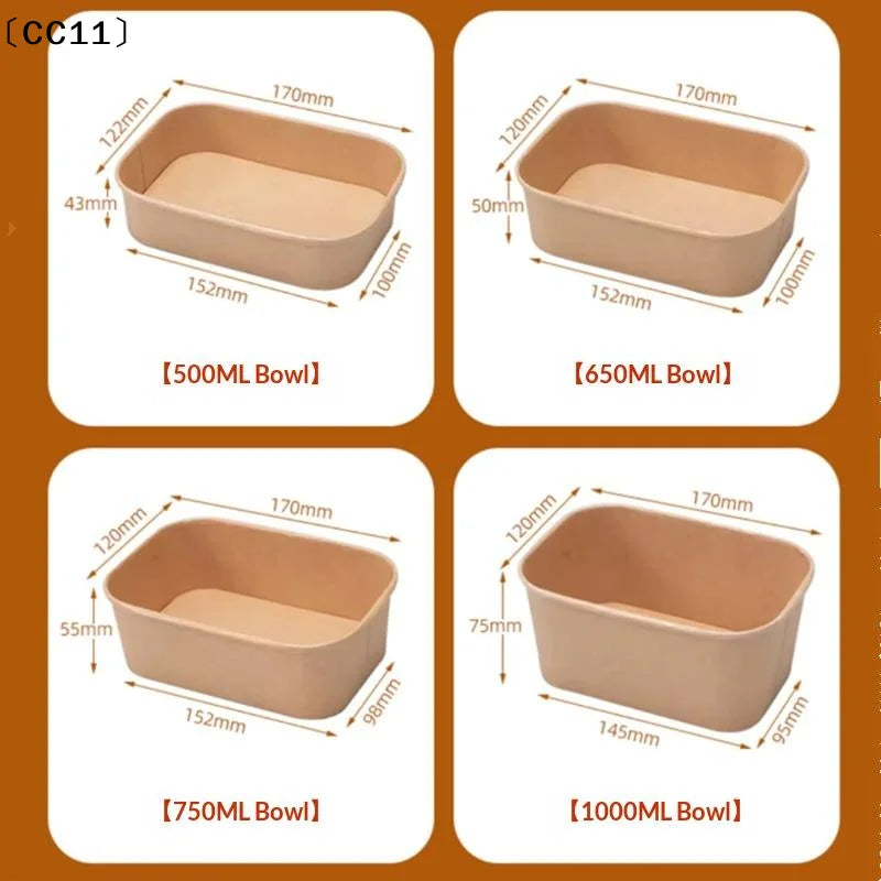 Disposable Lunch Box Kraft Paper Square Fast Food Packing Boxes Bowls Vue