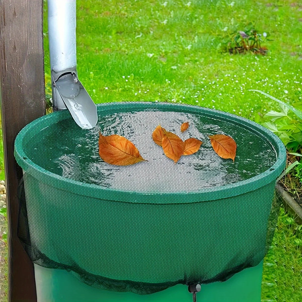 Rain Barrels Screen Water Bucket Covers,Rainwater Collector Tank Net Cover,Rain Water Collection Bucket Netting with Drawstring Vue