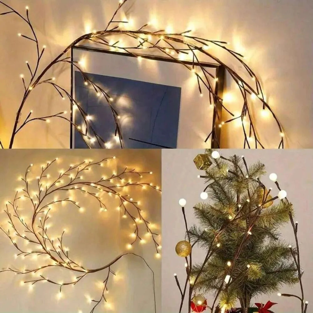 1PC 72LED/96LED/144LED USB powered bendable vine string light with remote control,used for living rooms and party decoration Vue