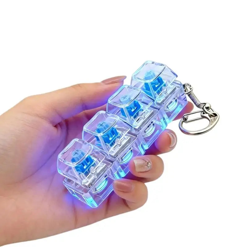 Keyboard Keychain 1 Key Pressable Button with LED Best Desk Decoration Office Toy for Computer Lovers Vue