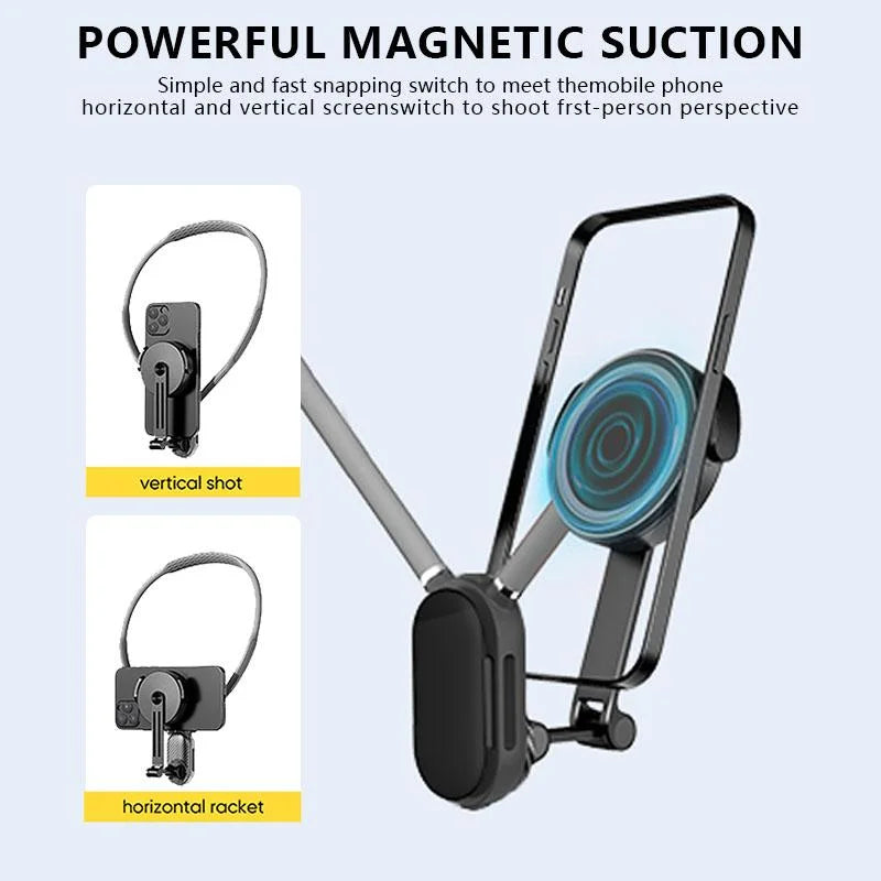 Magnetic Neck Mount Silicone Quick Release Holder for Mobile Phones Video recording Stand Vue