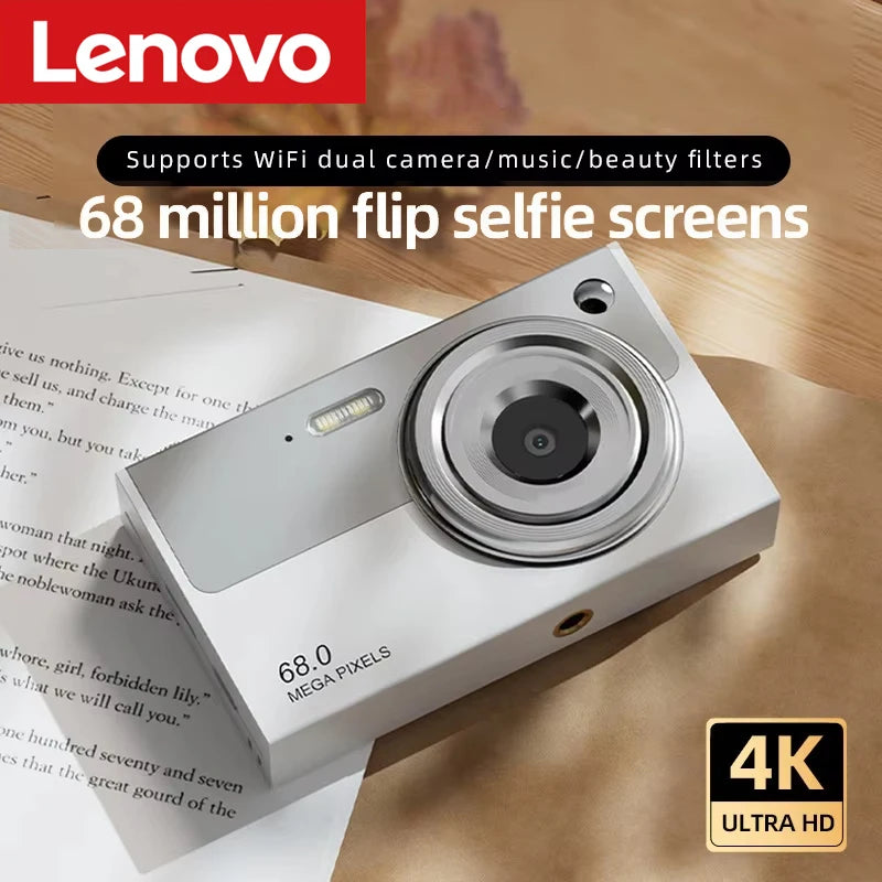 Lenovo Dual Camera Selfie CCD Camera 68 Megapixel 4k HD Wifi Digital Camera Portable Student Image and Video Smart Camer Vue