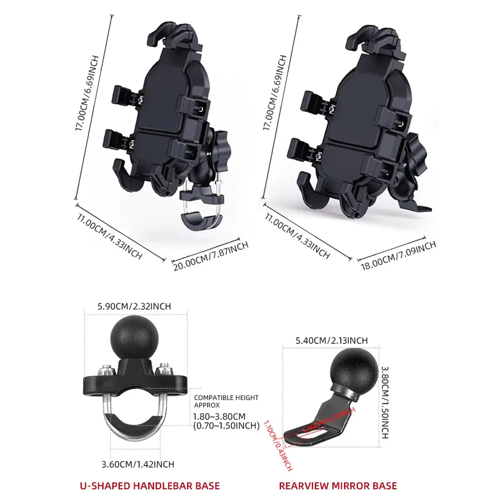 Mobile Phone Holder With Shock Absorber Module Adjustable at Any Angle for Motorcycle Scooter ATV bike Cell Phone Bracket Vue