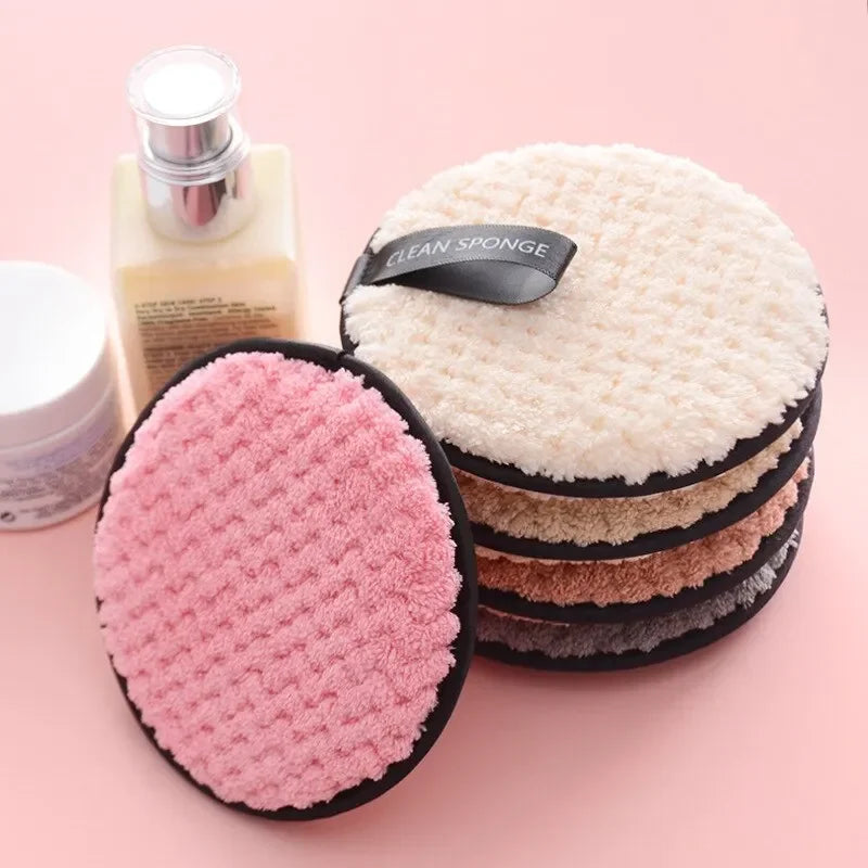 4PCS Cleaning Care Sponge Skin Makeup Towel ToolMakeup Remover and Faci Makeup Remover Microfiber Cotton Pad Cosmetics Washable Vue M98 Color Random 4pc