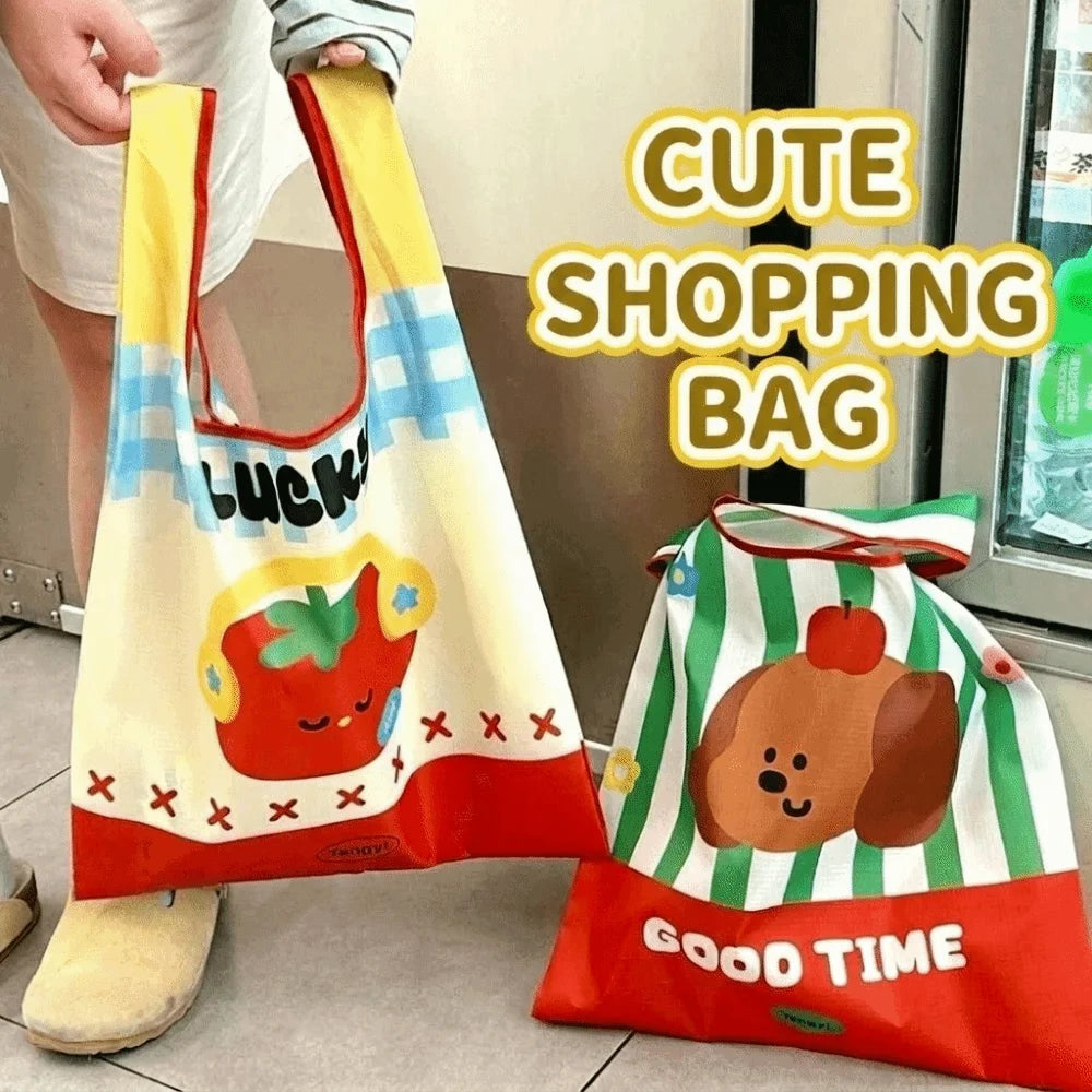 Multi-functional Large Capacity Folding Storage Bag Eco-Friendly Reusable Cartoon Shopping Bag Waterproof Handheld Bag Shopping Vue
