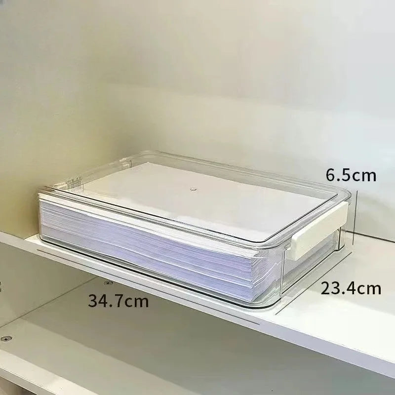 Acrylic Transparent Desktop Paper Storage Box A4 File Document Exam Paper Organizer Household Dust Proof Card Holder Case Vue L