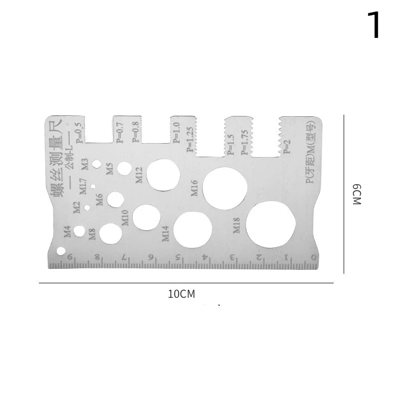 Metric Thread Pitch Gauge Ruler Bolt Nut Thread Measuring Gauge Machining Screw Cutting Tool Vue 1