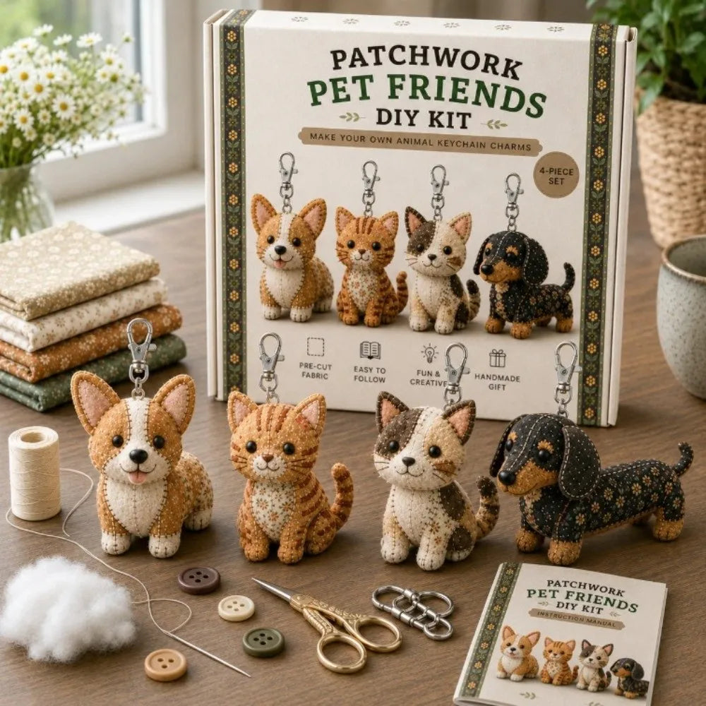 Pre-cut Fabric 3D Felt Sewing DIY Kit Cartoon Bird Animal Charm DIY Sewing Art Craft Set Unique Cat Dog Gnome Vue