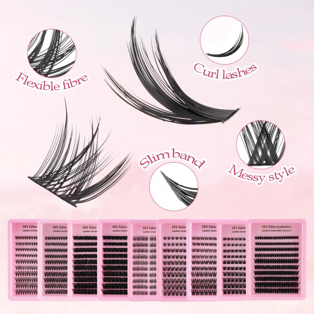 3/10 Row Cluster Lashes 60-120-200pcs 30D 7-14mm Mixed Lengths Ultra-Nature Look Thin Ultra-Soft Light Reusable For Beginners Vue