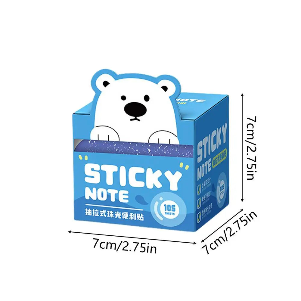 Clear Sticky Notes 105 Sheets 3 Set Glitter Animal Pull Out Translucent Tabs for Book Annotation Journal Planners School Office Vue Blue